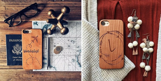激光打標木質手機殼，定制專屬您個性
